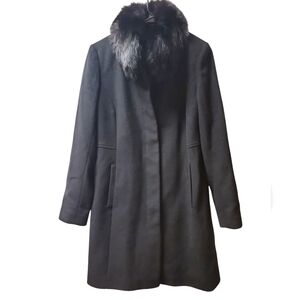 Via Spiga Wool Blend Coat with Fox Fur Collar